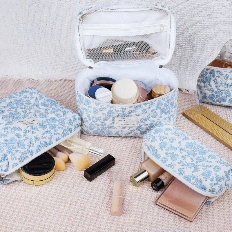 Large Quilted Cosmetic Makeup Bag