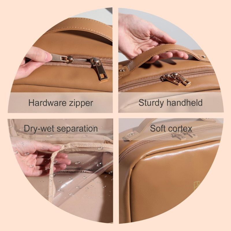 leather waterproof makeup bag